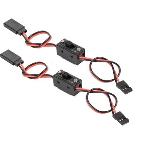 2Pcs Receiver Extra Channel Extended Cable with Power Switch for Bumper 1/10 1/8 Rc 4Wd Traxxas TRX4 Axial Scx10 RC Car Drone Ai