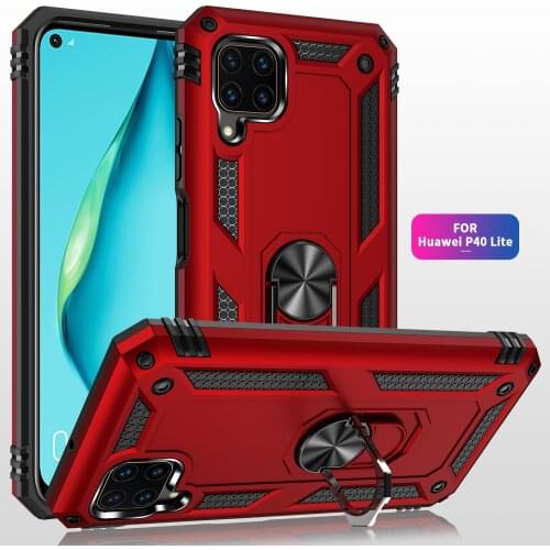 Shockproof Case for Huawei P40 Lite Case Bumper on Huawei P40 Lite Military Armor Magnetic Car Holder Phone Cover