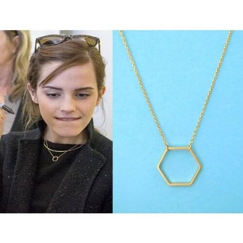 Cutout Geometric Hexagon Simple Outline Polygon Polygonal Female Wedding Lucky charm Necklace Pendant Jewelry