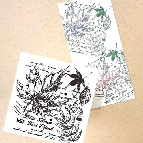 11*11 Maple Leaves Transparent Clear Silicone Stamp Seal for DIY Scrapbooking Photo Album Decorative Clear Stamps Sheet