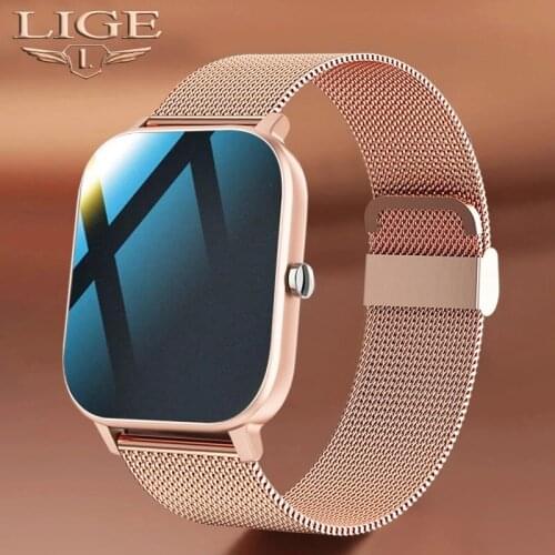 LIGE 2021 New P8 Color Screen Ladies Smart Watch men Full Touch Fitness Tracker Blood Pressure Smart Clock Women Smartwatch Men