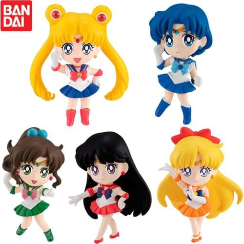 In Stock BANDAI 5Pcs/Set CHIBI MASTERS Sailor Moon Action PVC Collectino Model Anime Figure Toys kid