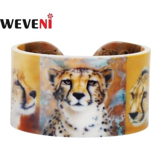 WEVENI Plastic Unique Leopard Panther Bangles Bracelets Wild Animal Craft Jewelry For Women Girls Teens Birthday Gift Accessory