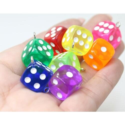 Yamily 10pcs/Resin Dice Charm Simulation Mix Color Transparent Dice DIY Pendants Jewelry For Keychain Necklace Earring Accessory
