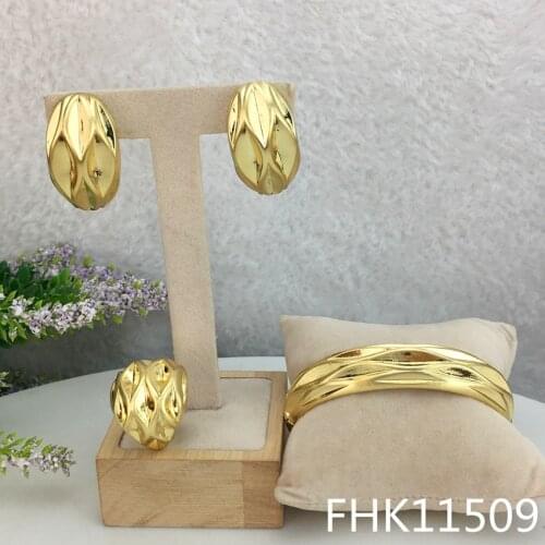 Yuminglai Dubai Gold Jewelry Earrings with Bangle Sets for Women FHK11509