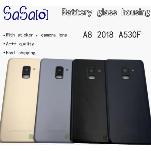 Back Cover Battery Case Replacement For Samsung A8 2018 A530F Glass Rear Housing Cover Rear Camera Frame lens 10pcs