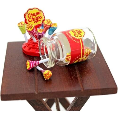 1/12 Scale Candy Can with Candies Miniature Dollhouse Lollipop for Dollhouse Decor Toys Kitchen Accessories Dessert Sugar