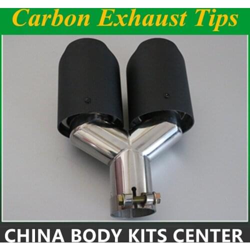 1 Piece Y Model Carbon Exhausts Dual End Tips for B MW B ENZ A UDI V W Exhaust Dual Muffler Pipes Tail Tips