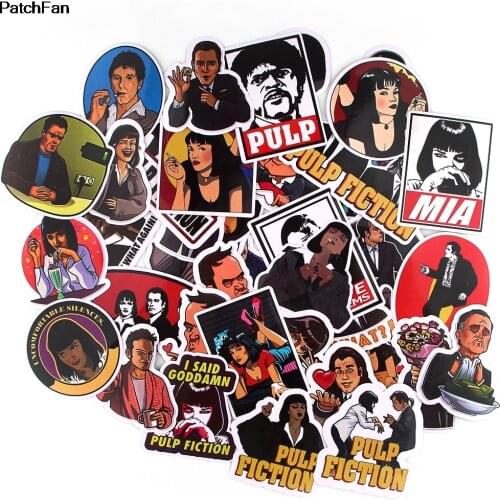 A3668 37pcs Cartoon Pulp fiction Tv Show Pvc Waterproof Stickers For scrapbooking Luggage Skateboard Phone Laptop Wall Guitar
