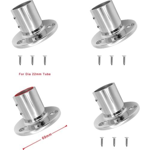 4pcs 316 Stainless Steel Boat Hand Rail Fitting 22mm Round Stanchion Base