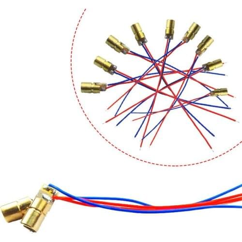 50PCS Mini Red Laser Dot-shaped Diode Module 650nm 6mm DC 5V 5mW DIY Laser Machine Parts Laser Tube