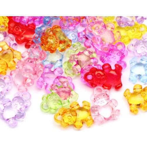 20x15mm Cartoon Bear Acrylic Beads Mixed Color Transparent Pendant For DIY Jewelry Design Necklace Bracelet Beaded Accessories