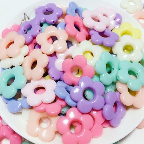 50pcs/lot 20mm Acrylic Flower Beads for Jewelry Making Kid Necklace Big Hole Spacer Bead Charm diy Bracelet Earring Accessories