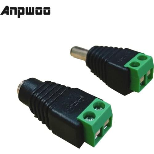 ANPWOO 10 Pairs(20pcs) DC Male Female Led Connector Solderless CCTV Accessories for Led Power Supply Adapter and Strip