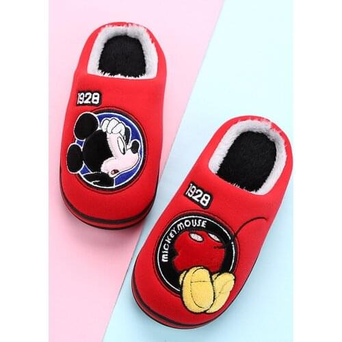 Disney childrens cotton slippers boys and girls cartoon Mickey mouse thickened 2020 autumn and winter new slippers