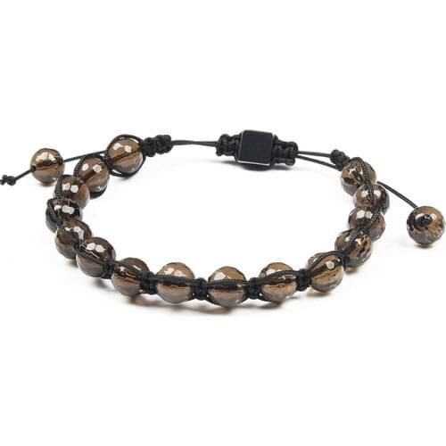 Endoles Natural Stone Smoky Quartz Stone Macrame Braiding Bracelet 603634