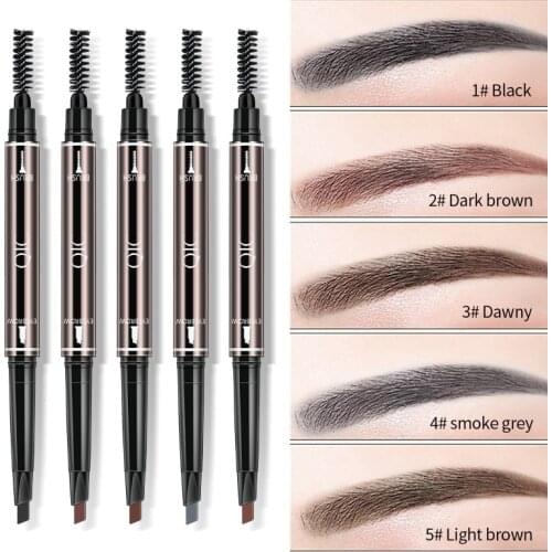 QIC Eyebrow Pencil Double Head with Brush Tint Natural Long Lasting Paint Tattoo Eyebrow 5 Colors Make Up Cosmetics