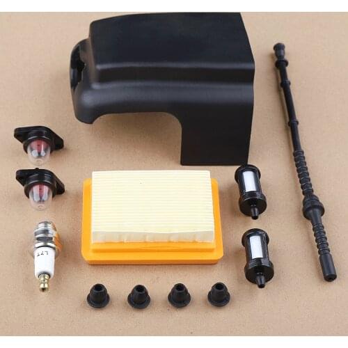 Air Filter w Cover Kit For Stihl FS120 FS250R FS250 FS300 FS350 String Trimmer Replace 4134 141 0300 Fuel Line Primer Bulb