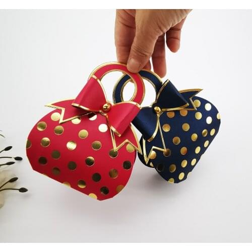 Creative Handbag Dot Gift Box with Bow-knot Boxes for Gifts Candy Packaging Box Wedding Party Favors Baby Shower Birthday
