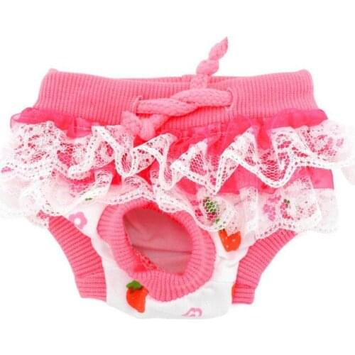 Pet Lace Side Princess Strawberry Yellow Duck Pattern Physiological Pants Washable Breathable Underwear Small Pet Dogs Supplies