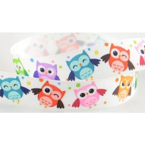 2019 new arrival grosgrain ribbons 7/8" 22 mm width for gifts clothing decoration polyester cute colorful owl designs