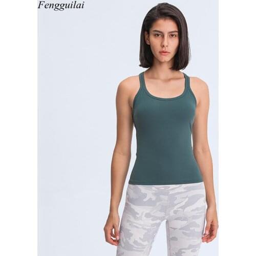 2021 Spring and Summer New Long Vest with Chest Cushion Womens Training Fitness Top