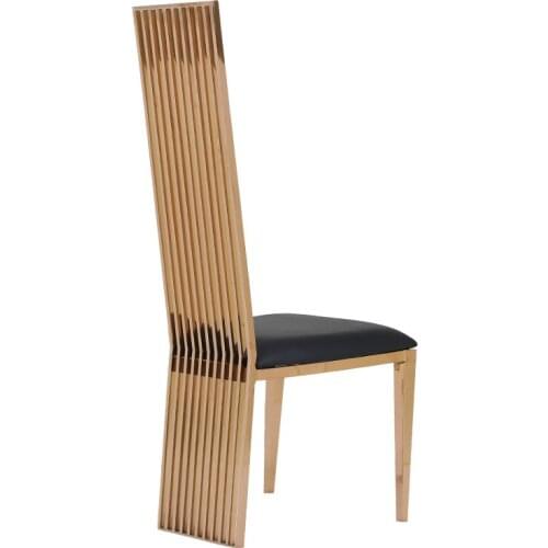 Stainless steel dining chair, simple leather round back chair, home back chair factory wholesale hotel banquet chair