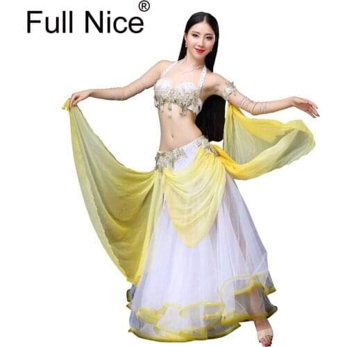Stage & Dance Wear 2018 Belly Dancing Clothes Oriental Dance Outfits Belly Dance Beaded Costume Bra Skirt LED Costume