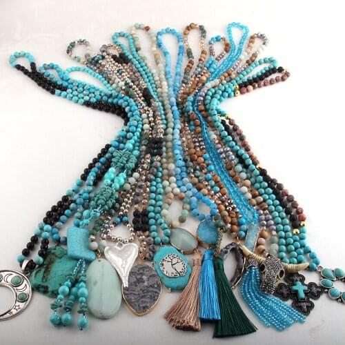 Wholesale 15pc Blue Mix Color Necklace Fashion Jewelry Handmade For Women necklaces