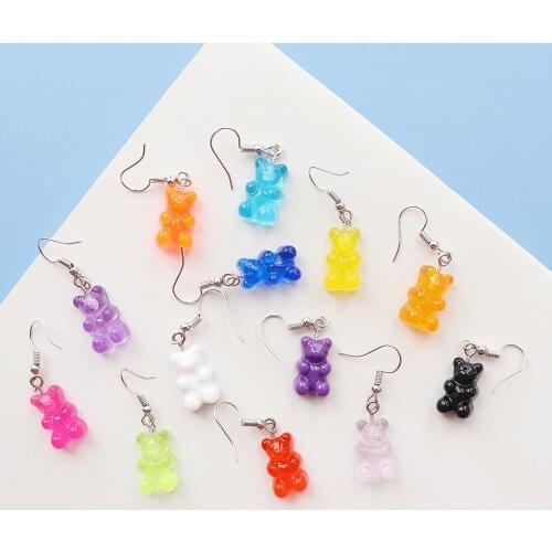 Originality statement minimalist dangle earring jelly Polychromatic Bear drop earrings fashion minimalist stud earings
