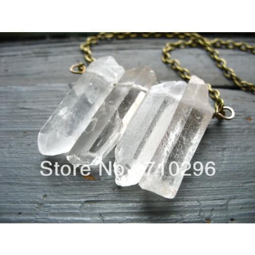 Natural Clear Quartz Point Crystal point gem stone Necklace 5pcs/lot