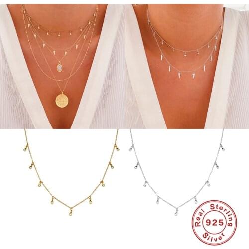 925 Sterling Silver Collares Water Drop Pendant Necklaces For Couple lovers' Woman Birthday Valentines Day Wedding Gift Jewelry