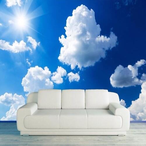 Custom 3D Photo Wallpaper Blue Sky White Clouds Sunshine Landscape Large Murals Wall Painting Living Room TV Background Decor