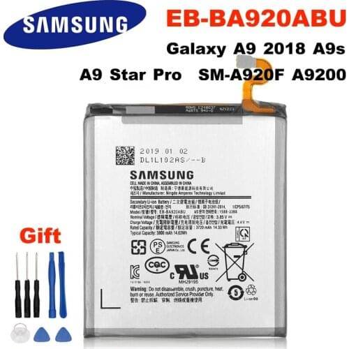 SAMSUNG Original EB-BA920ABU 3800mAh Battery For Samsung Galaxy A9 2018 A9s A9 Star Pro SM-A920F A9200 Mobile Phone +Tools