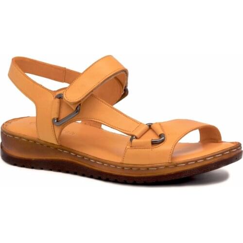 Gedikpasalı Asy 607 Yellow Women 'S 2021 Summer Season Sandals Orthopedic Genuine Cow Leather Elevator Soft Comfortable Use Hiking