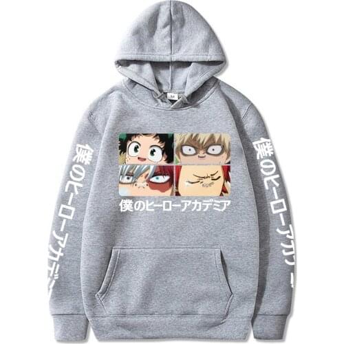 My Hero Academia Anime Manga Hoodie New Shoto Todoroki Bakugou Katsuki Ochaco Uraraka Nice Loose Streetwear Men Pullover Grey