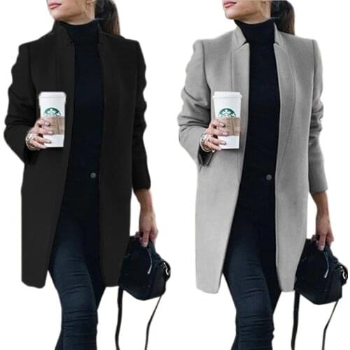 2020 Autumn Winter Gray Black Coats Casual Jackets Women Plus Size 5XL Long Wool Warm Korean Elegant Vintage Female jackets coat