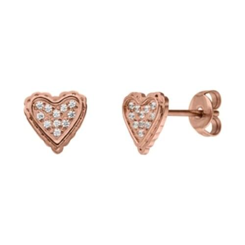 Lovely Cute Sparkle Heart Earrings Stainless Steel Crystal Stud Earring for Woman as Valentines Day Gift