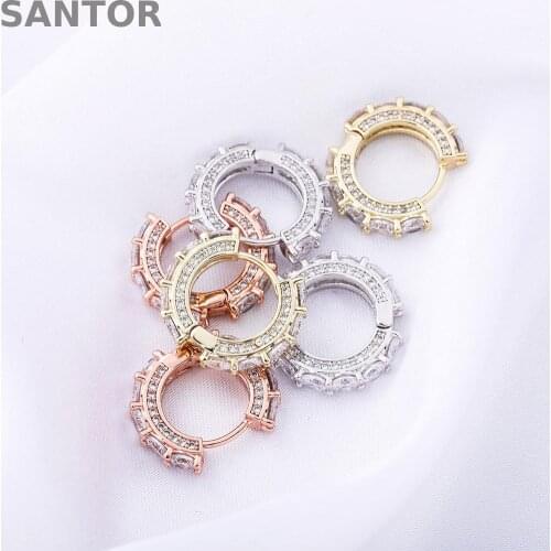 15mm Gold Plated Ice Out Circle Zirconia Hoop Earrings for Women Hypoallergenic Earrings Jewelry