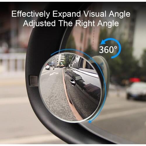 2Pcs 360 Degree HD Blind Spot Car Parking Mirror Car Reverse Frameless Adjustable Wide Angle Round Convex Rear View Mirror