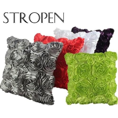 2pcs 3D Rose Pattern Cushion Cover 42x42cm Home Embroidered Pillow Cover