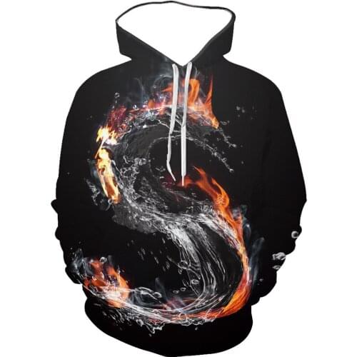 2021 Pastoral Autumn Flame Letter 3D Digital Printing Loose Hooded Sweater 1