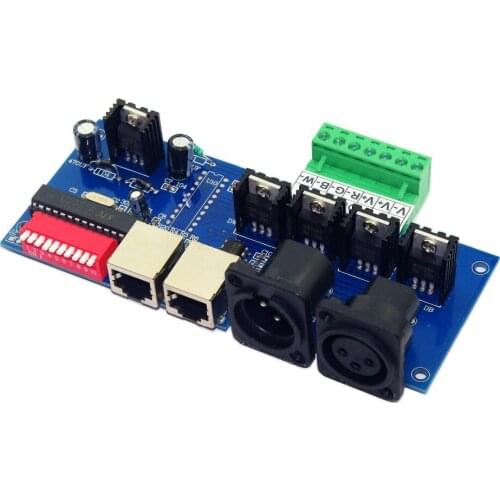 4 channel DMX512 RGBW controller 4CH DMX512 decoder DC12-24V input each channel max 5A have XLR & RJ45