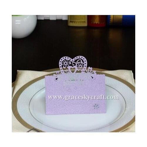 50pcs free shipping Laser cutting Paper Wedding Party Table Name Place Invitations Cards Hollow Love design Party Decoration