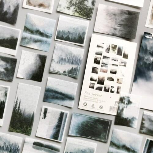 50 Pcs/Set Creative Fog Forest Series Washi Sticker DIY Journal Stickers Decorative Stationery