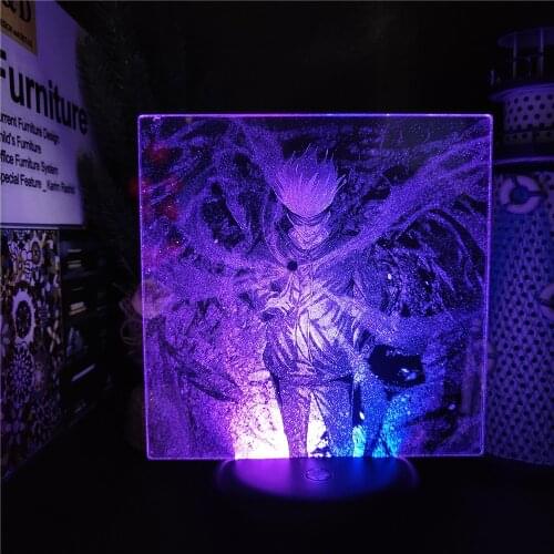 Anime Jujutsu Kaisen Acrylic Led Night Light Satoru Gojo Figure 3D Lamp For Kids Bedroom Table Decor for Room Light No Remote
