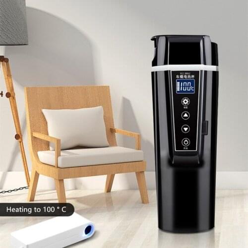 12V/24V Car water cup Portable heating smart insulation electric heating cup water heater kettle for car Heated to 100 Celsius