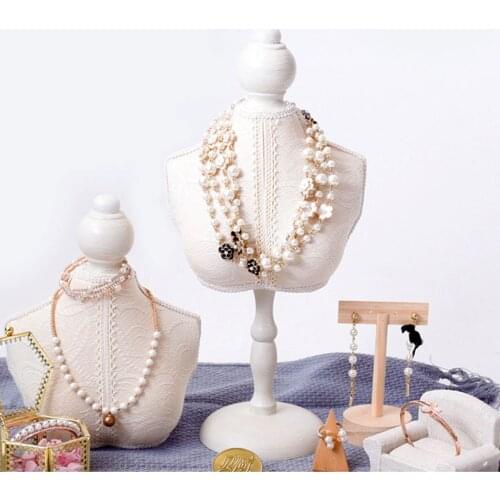 White Wooden Lace Mannequin Jewelry Rack Frame Hanging Necklace Bangle Jewelry Stand