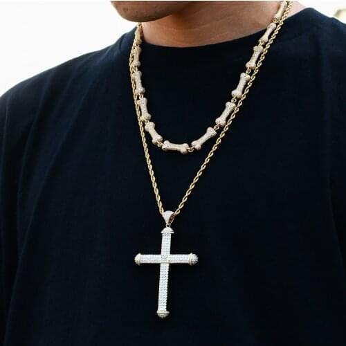 Large Cross Iced Out Cubic Zirconia Cross Pendant For Men Women Hip Hop Jewelry Necklaces Pendant Bling Gift