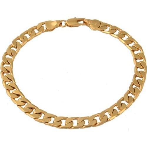 Curb Bracelet Yellow Gold Filled Womens Mens Bracelet Chain Link